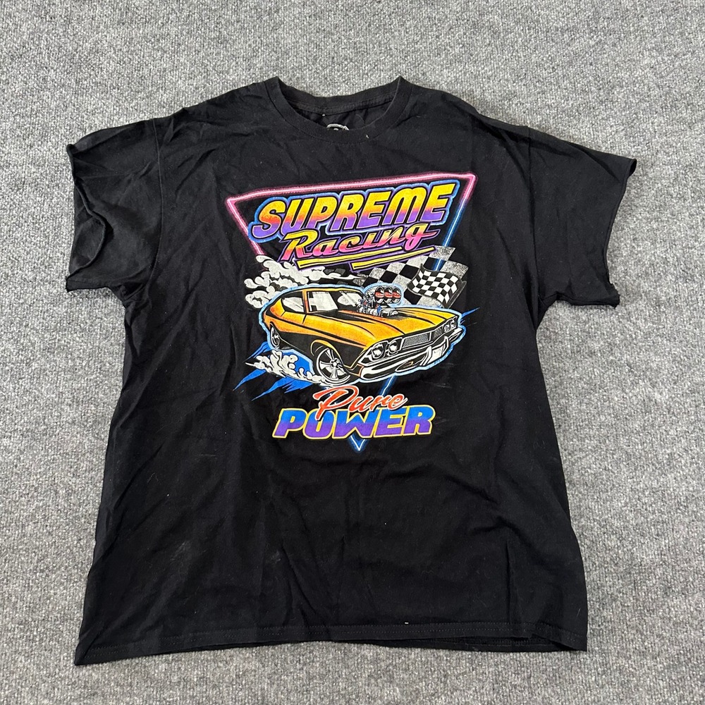 DXM T-Shirt Mens Size L Black Supreme Racing Pure Power Graphic Cut Sleeve Tee